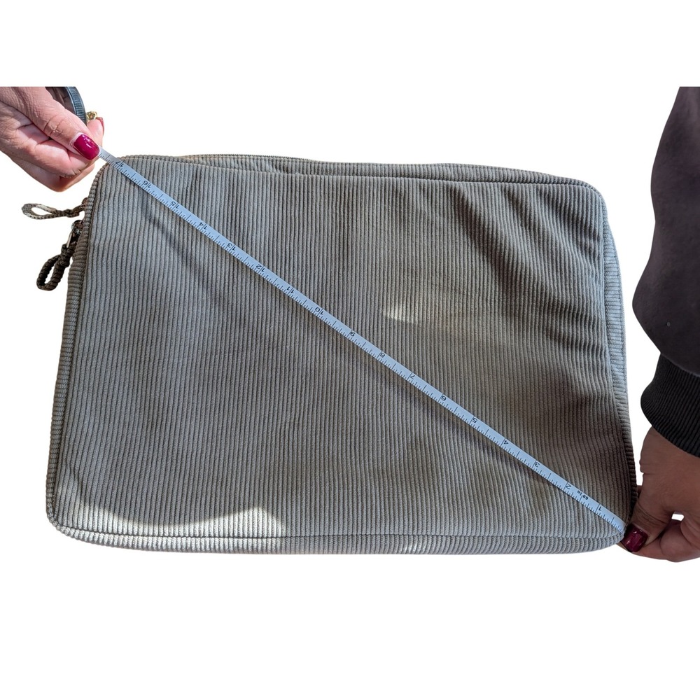 Corduroy Laptop Sleeve Unisex 17.5in Taupe Excellent Padded Faux Fur Interior